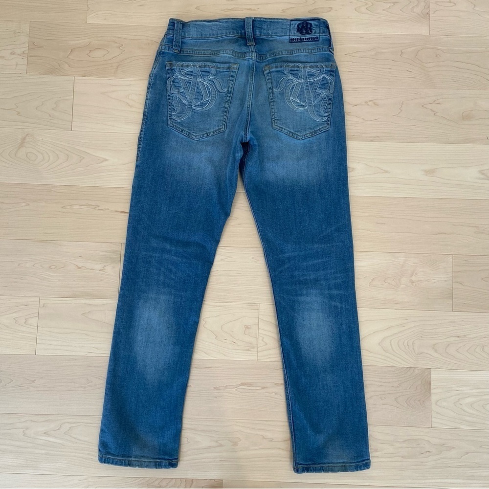 Rock & Republic men jeans light blue stretchy distressed denim slim straight 32